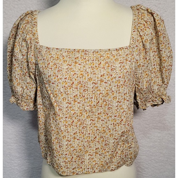 Madewell Tops - Madewell Square Neck Women's Floral Crop Top Blouse Size L Peasant Boho 1889